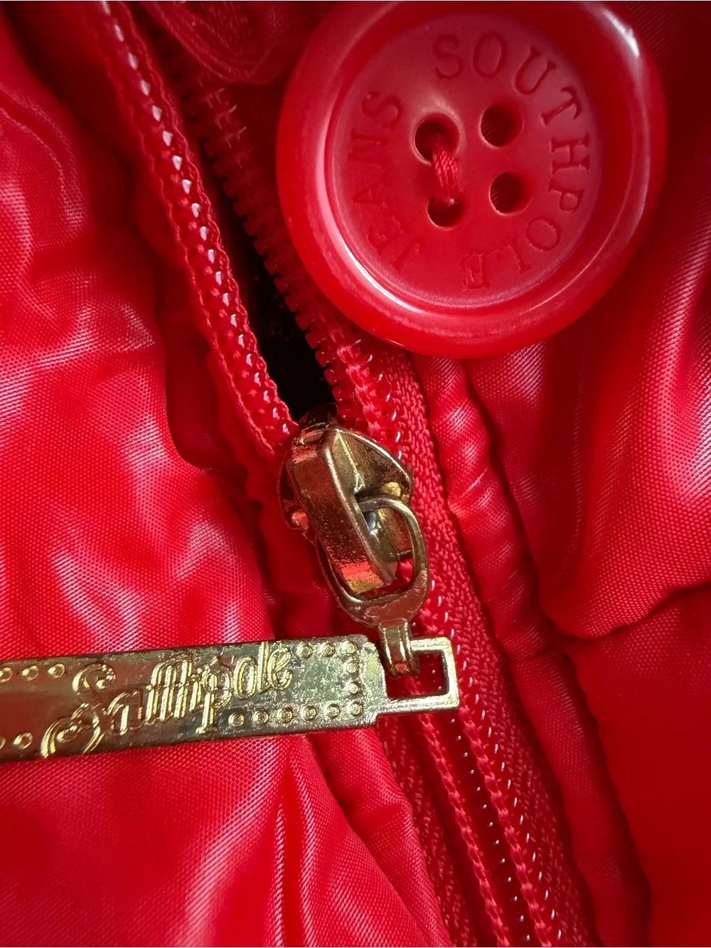 Vtg Y2K Southpole Women’s XL Red Puffer Coat w Removable Faux-Fur Trimmed Hood